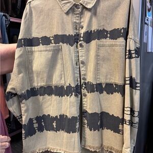 POL Tan and Black Striped Jacket